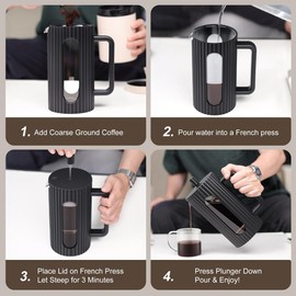 wedrink French Press Coffee Maker 34OZ, Heat Resistant Borosilicate Glass Carafe/Tea Maker Coffee Press Frother Brewer (1000ml)