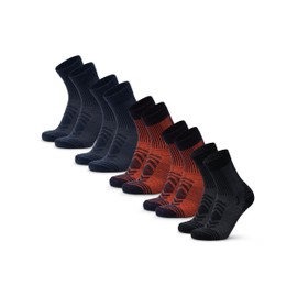 Danish Endurance Lightweight Merino Wool Hiking Socks, Work Socks, Breathable, Men & Women, 3 & 5 Pairs, Multicoloured (2 x Navy, 2 x Navy/Orange, 1 x Black, 43-47