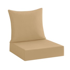 cozyide Outdoor Deep Seat Patio Cushions Set, Waterproof Outdoor Chair Cushions Set, Memory Foam Patio Furniture Cushions 24" x 24", Includes Seat Cushion & Back Pillow, Khaki