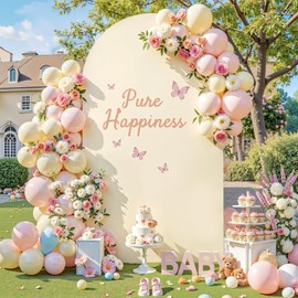 Beige Arch Cover, 6FT Arch Backdrop Cover, Spandex Arch Covers Stretchy Backdrop for Wedding Baby Shower Birthday Party Banquet Graduation Bridal Photo Arch Cover