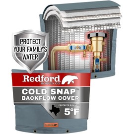 Redford Supply Co. Cold Snap (5°F) Backflow Preventer Insulation Cover, 50" W x 40" H, Pipe Insulation, Water Sprinkler Covers for Outside, Sprinkler Backflow Cover for Winter, Well Pump Bag (Gray)
