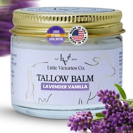 2floz Grass Fed Beef Tallow for Skin - Organic Tallow Face Moisturizer - Beef Tallow with Manuka Honey Balm Ideal for Eczema Treatment, Stretch Marks, Reduce Redness, Sensitive Skin (Lavender Vanilla)