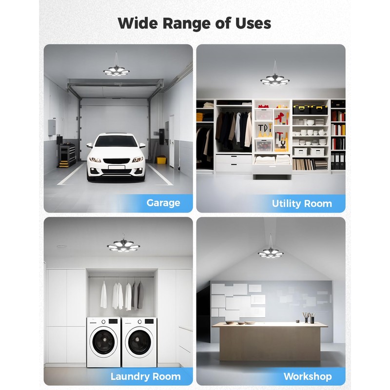 RUNBARRY Motion Sensor Garage Light Plug in - 25000LM Motion