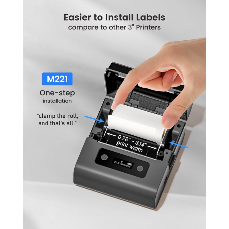 Phomemo M221 Label Maker, New Upgraded 3 Inch Bluetooth Thermal,