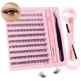 Sixstarhair Cluster Lashes Glue Bond and Seal Diy Eyelash Extensions Kit 120 Cluster Lashes D Curl Mega Volume Eyelash Cluster Extension Kit Natural Look Clear Band Individual Lashes 8-16mm