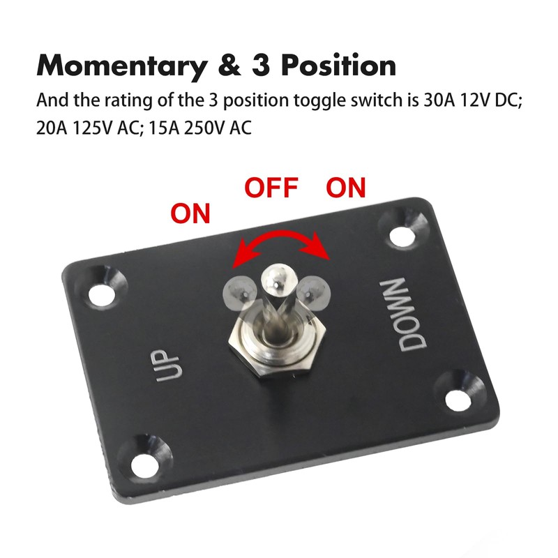 EATAKWARD 12V DC 30A Momentary Toggle Switch, Waterproof 3 Pin