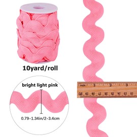 GORGECRAFT 10 Yards x 20-34mm Rick Rack Trim Bright Pink RIC Rac Ribbon Zig Zag Trim Wave Bending Fringe Trim Woven Braided Fabric Lace for DIY Sewing Crafts Wedding Clothes Gift Wrapping