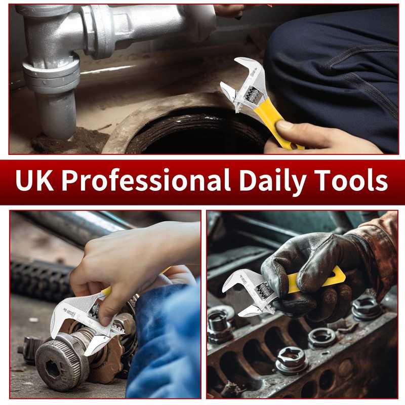 Sharp-tec 4 inch Adjustable Spanner, 24 mm Wide Jaw Opening