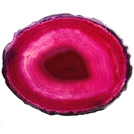 Nupuyai 2pcs Fuchsia Agate Slices Cup Mats Coasters for Drink, Irregular Crystal Stone Coaster Set Place Cards for Wedding Home Decor 3.1"-3.9"