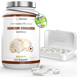 Lions Mane - 1950 mg Daily Serving - 240 Capsules - 30:1 Extract (=58,500 mg Hericium Erinaceus) - Includes Pill Box - 30% Polysaccharides - 5% Beta Glucan - Vegan - High Dose