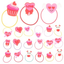 TOVINANNA 20pcs Valentine Hair Ties for Boys and Girls Elastic Ponytail Holders for Girls Hair Accessories for Parties and Everyday Use