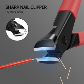 Nail Clippers for Thick Nails Start Makers Toenail Clippers Wide Jaw Nail Cutter Heavy Duty Nail Clipper Sharp Curved Toe Nail Clippers for Men and Women,Red