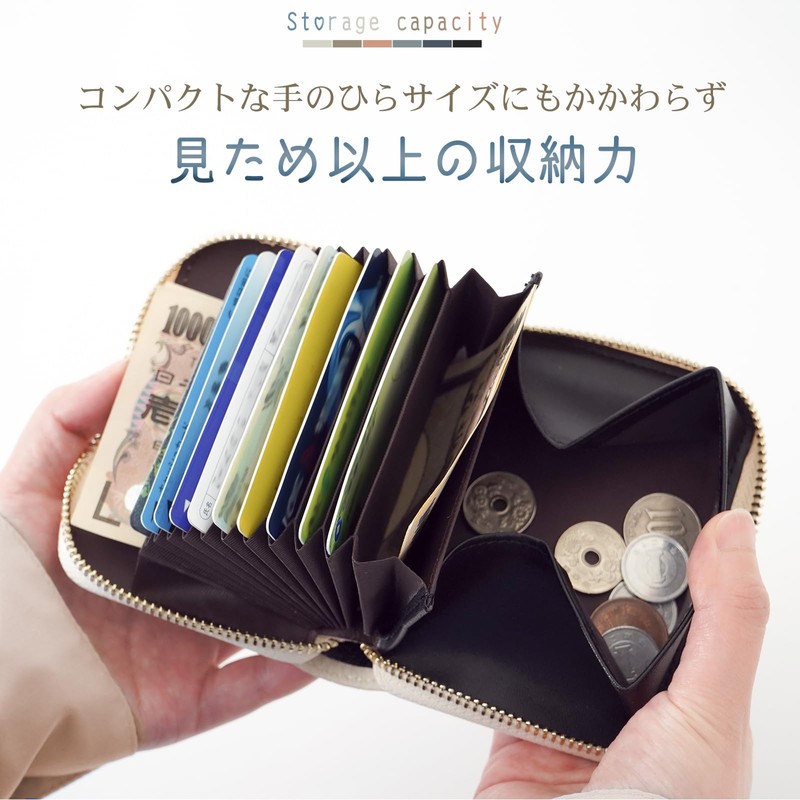 Kaitou Mini Wallet, Thin, Large Capacity, Genuine Leather, Bifold Compact,
