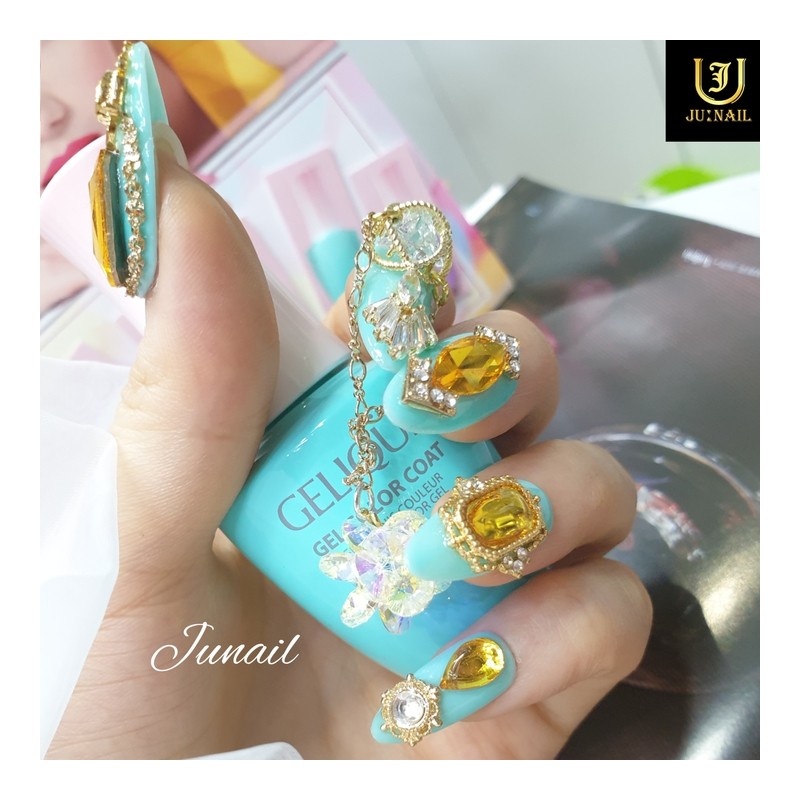 Sunflower handmade nail tips - Short round / 썬플라워 수제네일팁