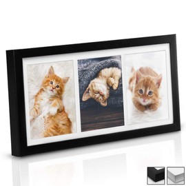 bomoe Galeria Picture Frame for 3x 10x15 cm Photos, from Wood, Plastic Glass, Metal, Hanging, Stand-Up, Passepartout Multi Picture Frame, for Pictures, Collages, Black