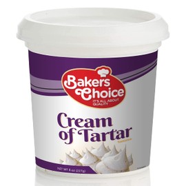 Premium Cream of Tartar for Baking and Cooking Ingredient - Cream of Tarter Powder - Prevents Sugar From Binding and Crystalizing - 8 oz. - Non Dairy, Kosher - By Baker’s Choice