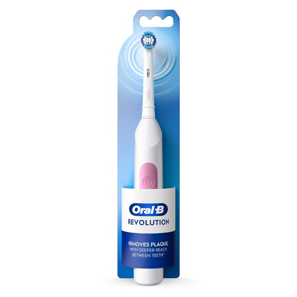 Oral-B Revolution - Cepillo de dientes con batería con (1) cabezal de cepillo, blanco, baterías incluidas