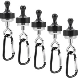 fogman Camping Magnet Hook Lantern Hook Magnet Outdoor with Carabiner Set of 5 (Black)