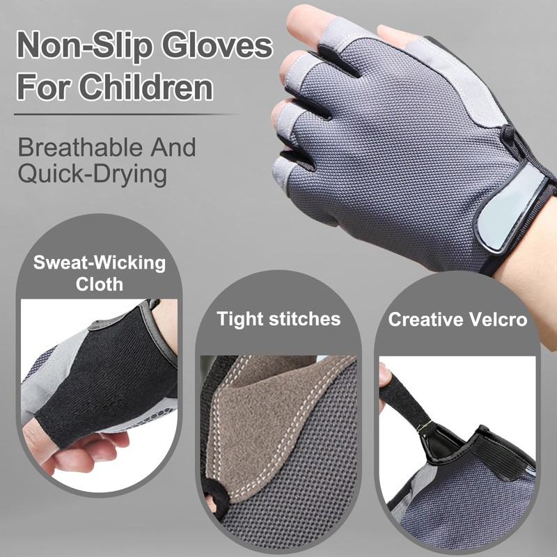 CubePlug Kids Boy Girl Cycling Climing Half Finger Gloves GEL