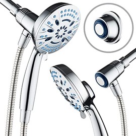 Magneton High-Pressure 8-mode Handheld Shower Head with Magnetic Guidance Docking System - 2 Magnetic Brackets, 5 inch Face, Hygienic Jets, 6 ft. Stainless Steel Hose/All Chrome Finish