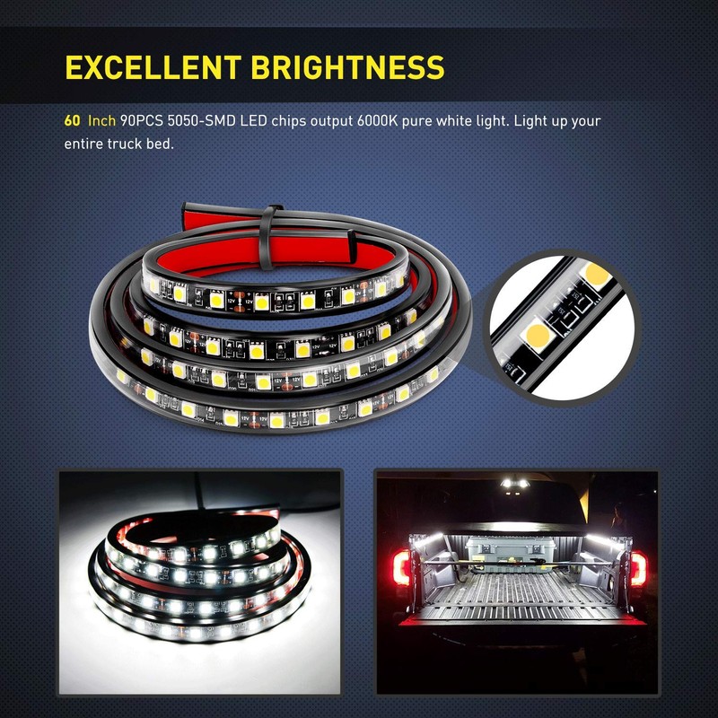 Nilight - TR-05 2PCS 60 Inch 180 LEDs Bed Strip