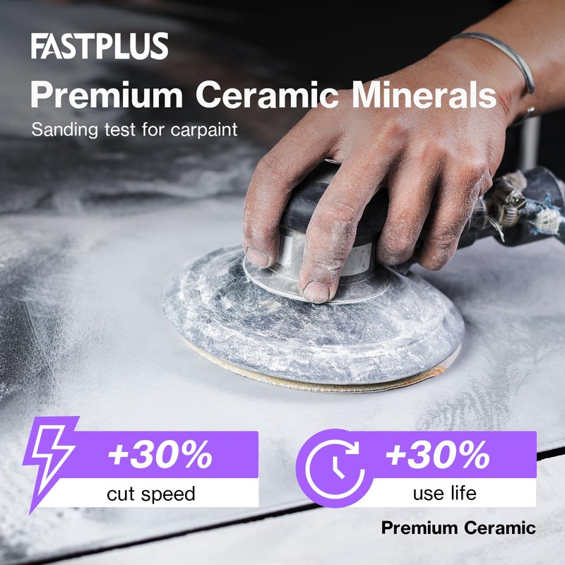 FASTPLUS 150mm Sanding Discs,25PCS Ceramic Orbital Sander Discs,220 Grit Sandpaper