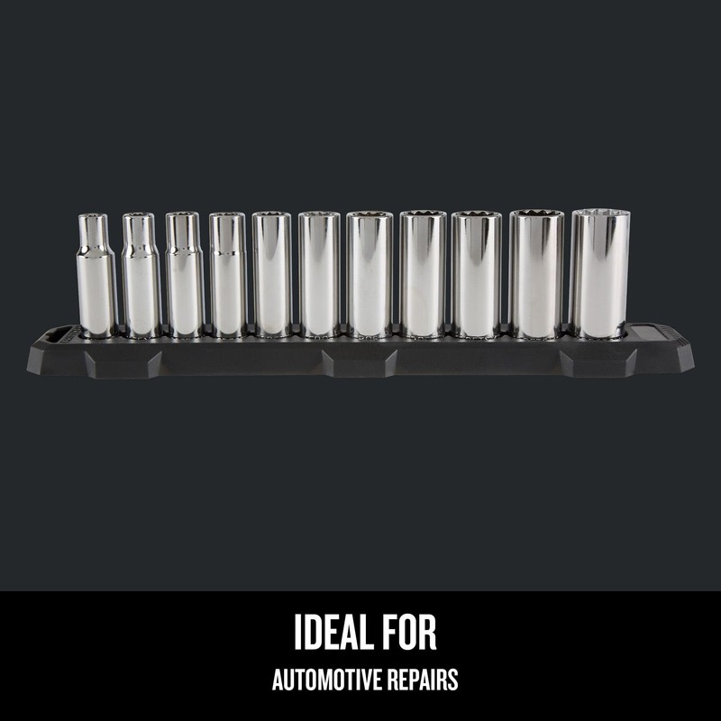 CRAFTSMAN Deep Socket Set, 1/2-Inch Drive, SAE, 12-Point, 11-Piece (CMMT12048)