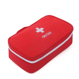 Botiquín Medico de Primeros Auxilios para Viaje, Carro, Hogar, Oficina, Deportes al aire libre. Bolsa Roja Vacía con Divisores para Almacenamiento Seguro.