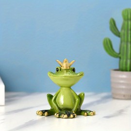 LINZHEN Crown Pastoral Yoga Frog Ornament,Decorate Living Room, Balcony, or Desktop Bookcase with Resin Crafted Frog Figurine,Perfect Yard and Holiday Supplies for Patio and Lawn Décor