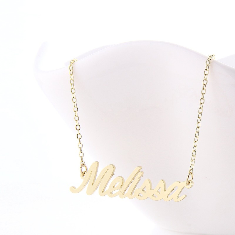 AOLO Gold Plated Dainty Melissa Pendant Necklace Name Melissa