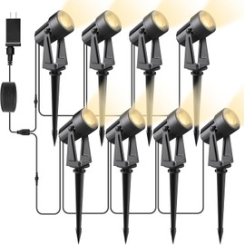 Svater Landscape Lighting Outdoor, 8 Pack Low Voltage Spotlights with Transformer, Plug in LED Spot Lights for Pathyway, Backyard, House,3000K Warm White, Super Bright 3W 250Lumem, Black