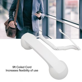 Telephone Handset for Cellphone, Retro 3.5mm Telephone Handset Radiation Proof Wired Cell Phone Receiver for Smartphone Computer (White)