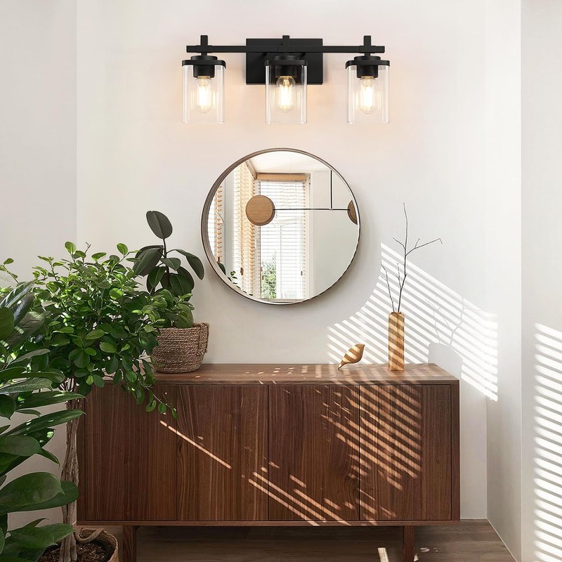 Spiglamm 3-Lights Bathroom Vanity Light Fixtures, Modern Black Vanity Lights