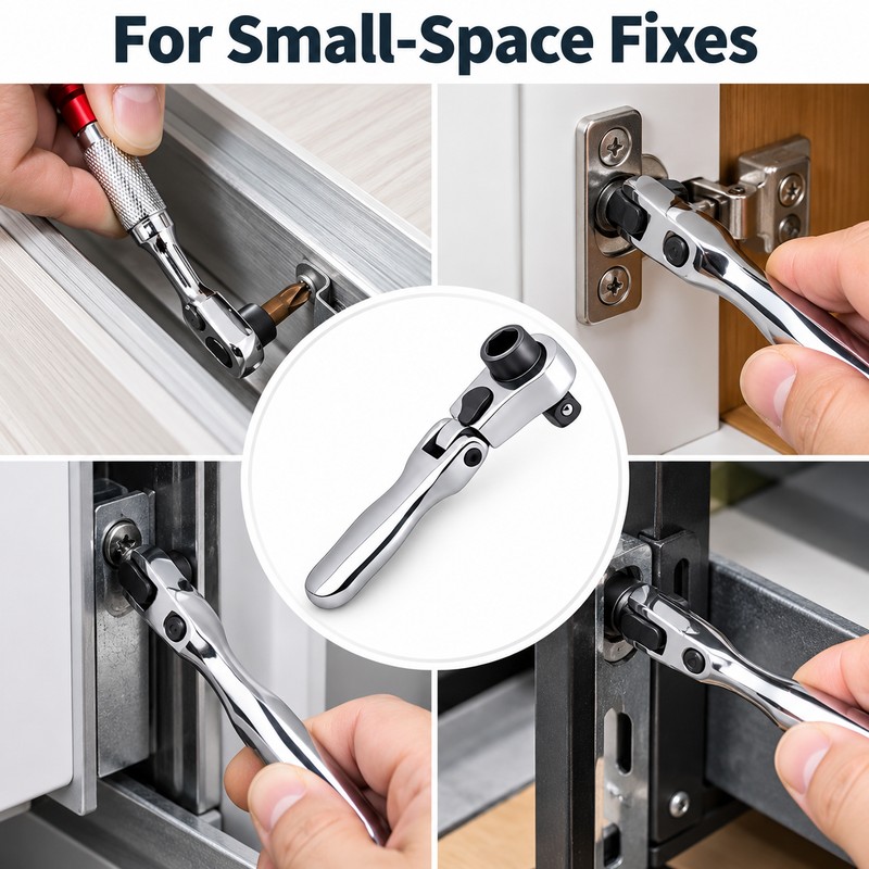 Double-Head Mini Ratchet Wrench – Fast Reversible Socket Tool for