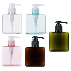 5Pcs 250ml Refillable Shampoo and Conditioner Pump Dispenser Bottles Design Transparent and Dark for Soap and Lotion