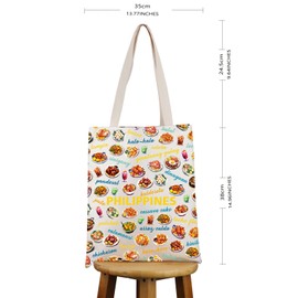 VAMSII Jamaica Gift Filipino Dishes Tote Bag Philippines Food Handbag Philippines Vacation Trip Gift Philippines Culture Gift (Filipino Dishes T)