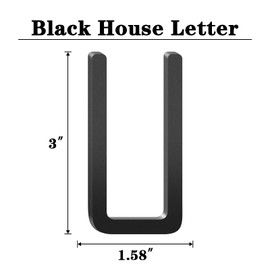 3 Inch Floating Aluminum House Address Numbers Letters, Modern Metal House Numbers for Outside, Black Metal Door Address Letter and Number for Home Garden Office Apartment (U)