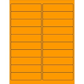 Tape Logic Aviditi Tape Logic 4" x 1" Fluorescent Orange Shipping Address Labels, for Laser & Inkjet Printers, Permanent Adhesive, 8 1/2" x 11" Sheet, 20 Labels Per Sheet, 100 Sheets