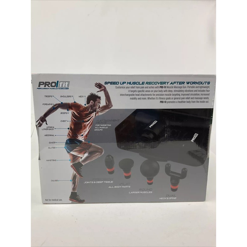 Tzumi PRO FIT Percussion Muscle Massager Gun With 4 Interchangeable