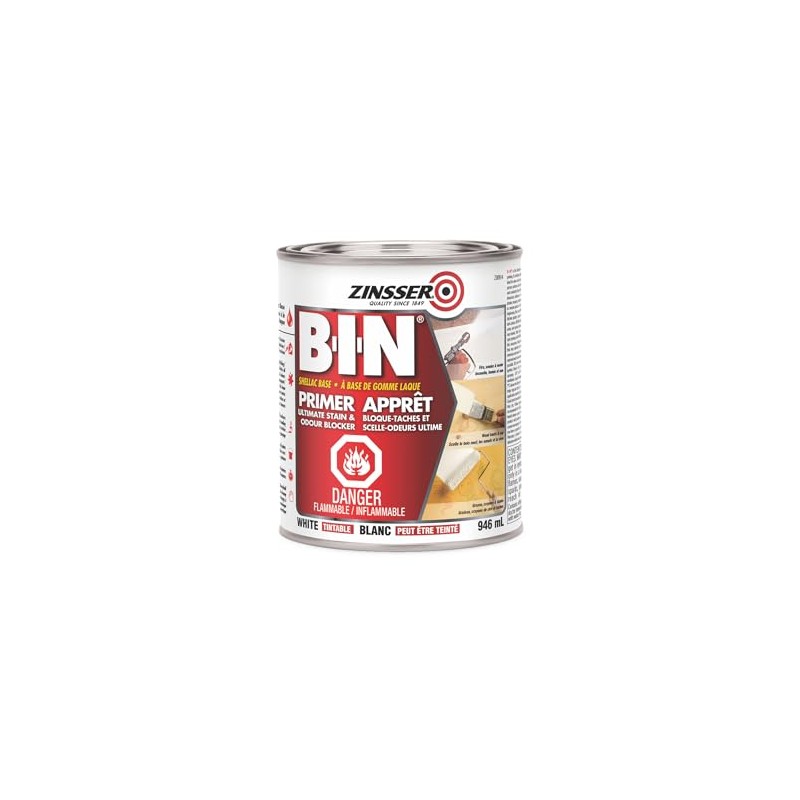 Zinsser 00904 B-I-N Pigmented Shellac Oil Primer-Sealer & Stain Killer,