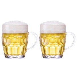 TUSAPAM Dimple Stein Beer Mug Set, 20 oz Beer Glasses with Handle, Glass Beer Mugs, Dishwasher and Freezer Safe, Clear and Sturdy, Set of 2