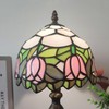 XPHMXP Tiffany Lamp 3-Way Dimmable Table Lamp Pink Tulip Stained