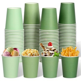 qonimi 100 Pcs Disposable Paper Cups Gradient Green 9oz Paper Cups Coffee Water Juice Tea Disposable Paper Cups for Wedding Birthday Bride Baby Shower Party Supplies,4 Colors