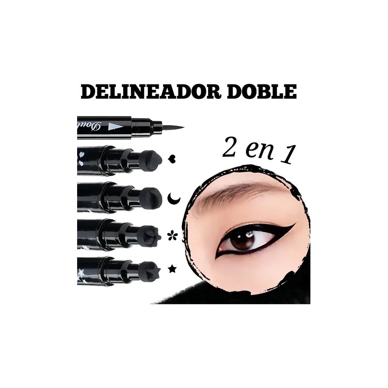Delineador De Ojos Negro Plumón Y Sello De Figuras Belleza