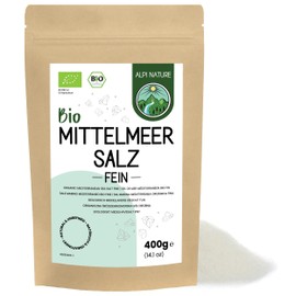 Alpi Nature Mediterranean Sea Salt Fine Organic 400 g Fine Sea Salt Bath Salt and Table Salt