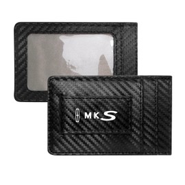 Lincoln MKS Black Carbon Fiber Leather Wallet RFID Block Card Case Money Clip