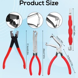 4pcs Automotive Electrical Disconnect Pliers, Straight & 60° Angled Connection Pliers & Connector Separator Multi-Purpose Fuel Line Clip Spark Plug Hose Clamp Removal Tool for Car Truck Repair