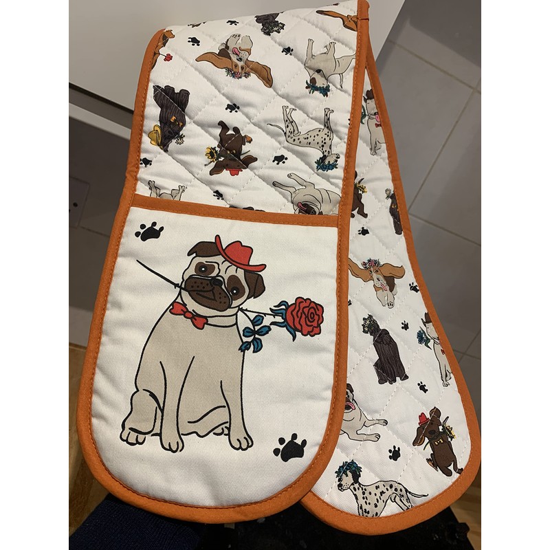 Sterling Sports®DOUBLE OVEN GLOVES MITT 100% COTTON FLORAL NOVELTY KITCHEN