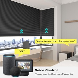 Changshade Motorized Cellular Shades with Remote Control, Smart Blinds Alexa, Google Home, Smarthings for Indoor Windows Doors, Electric Automatic Honeycomb Blind Custom Size, Blackout, Black