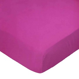 SheetWorld Baby Fitted Playard Sheet 24 x 42 inches, 100% Cotton Woven Sheet, Unisex Boy Girl, Hot Pink Woven Made in USA, Compatible with Travel Crib